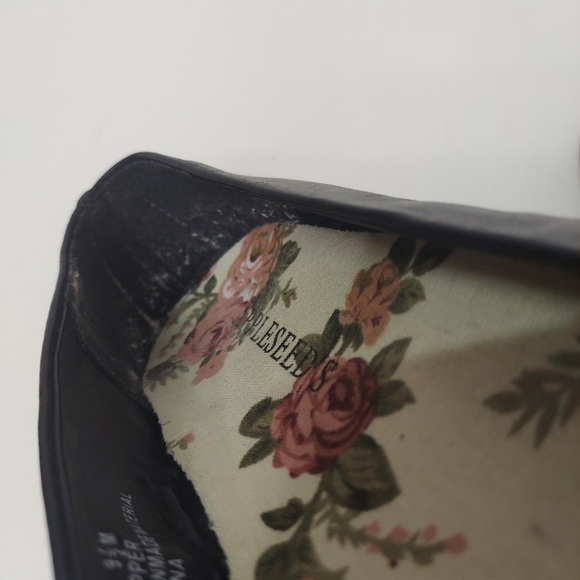 Appleseed's Black Leather Floral Applique Ballet Flats 9.5 Shoes Slip On - Picture 10 of 12